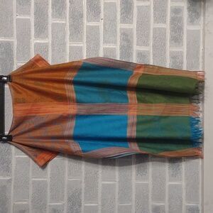 Pashmina Silk Blend Color Block Lightweight Scarf With Subtle Pattern